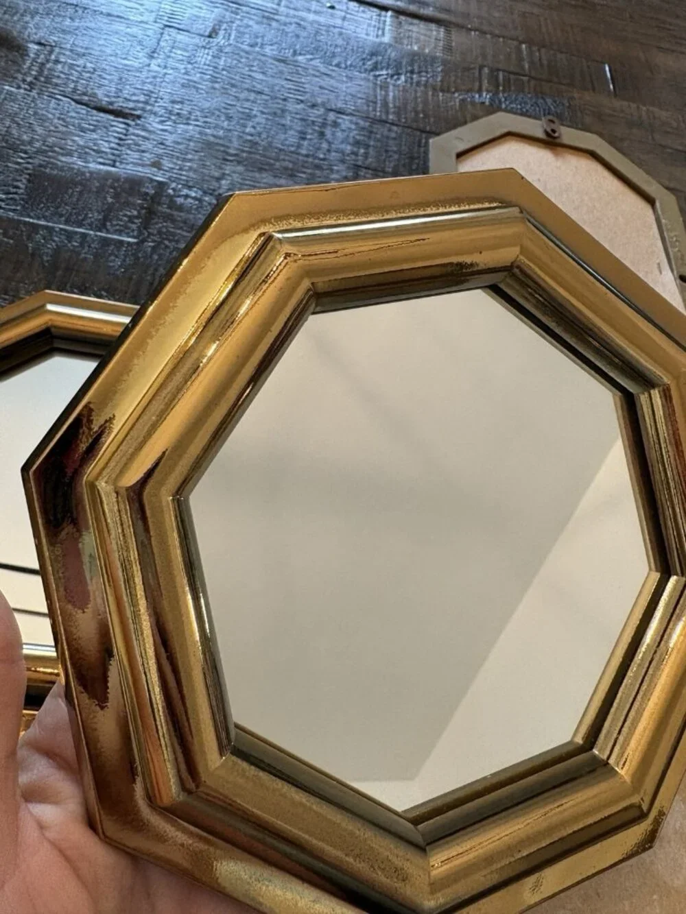 Vintage 1980s Burwood Products Gold Plastic Accent Mirrors Set of 5